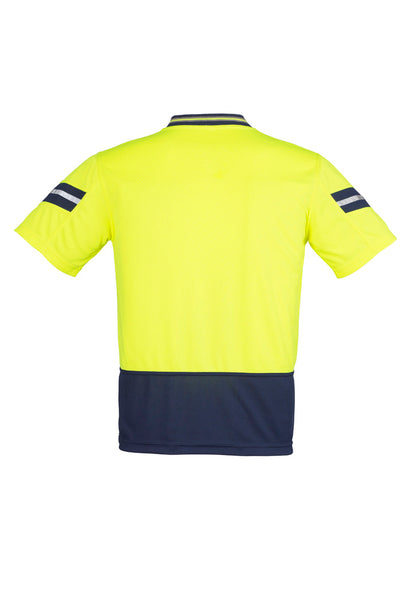 Syzmik Men's Hi Vis Astro Short Sleeve Polo - Yellow/Navy