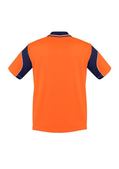 Syzmik Men's Hi Vis Aztec Short Sleeve Polo - Orange/Navy