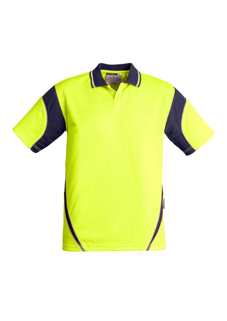 Syzmik Men's Hi Vis Aztec Short Sleeve Polo - Yellow/Navy