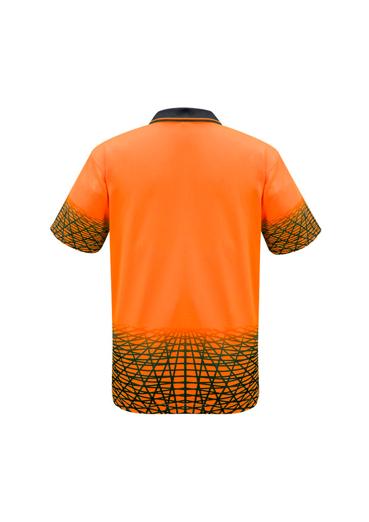 Syzmik Men's Hi Vis Tracks Short Sleeve Polo - Orange/Navy