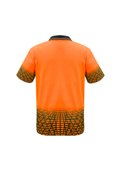 Syzmik Men's Hi Vis Tracks Short Sleeve Polo - Orange/Navy