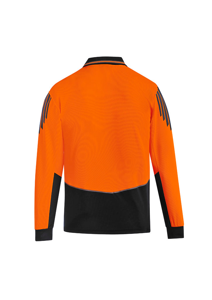 Syzmik Men's Hi Vis Flux Long Sleeve Polo - Orange/Black