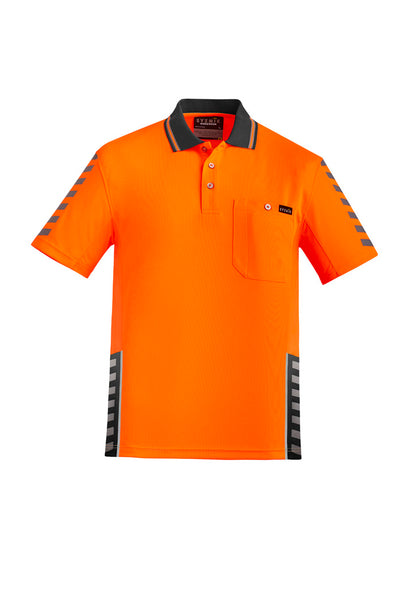 Syzmik Men's Hi Vis Komodo Short Sleeve Polo - Orange/Charcoal