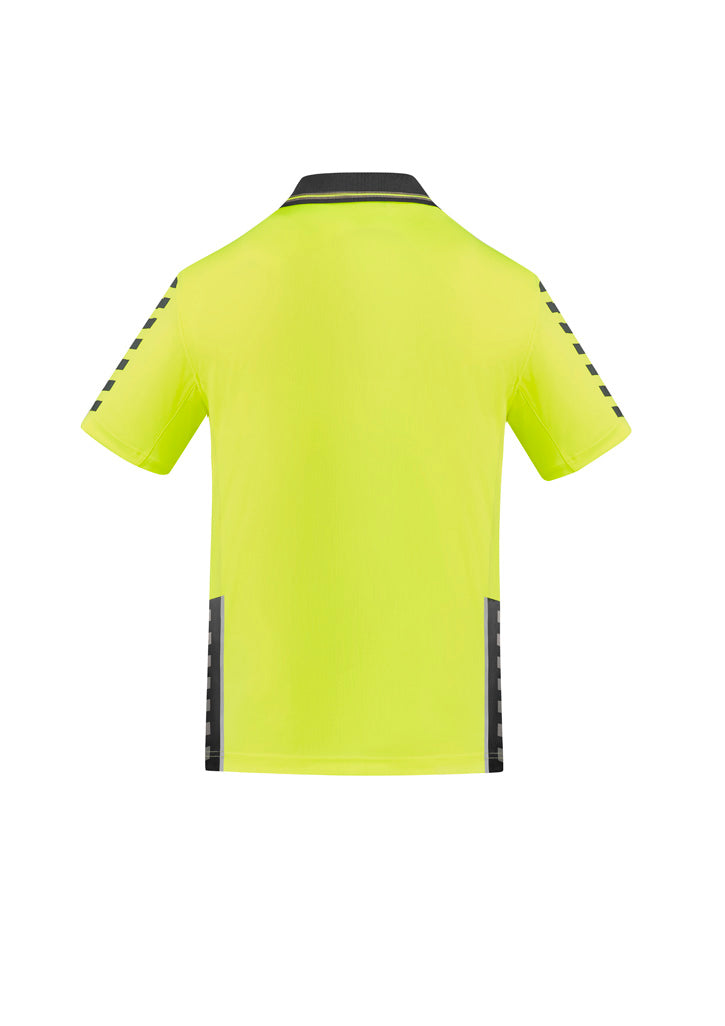 Syzmik Men's Hi Vis Komodo Short Sleeve Polo - Yellow/Charcoal