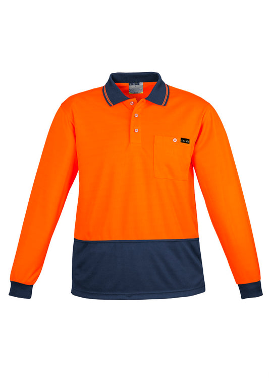Syzmik Men's Hi Vis Comfort Back Long Sleeve Polo - Orange/Navy