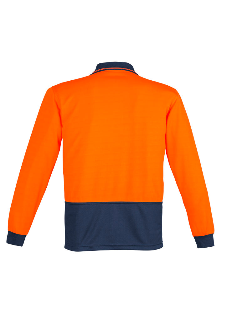 Syzmik Men's Hi Vis Comfort Back Long Sleeve Polo - Orange/Navy