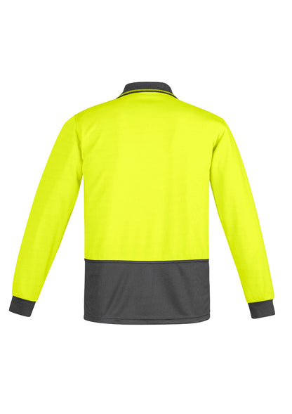 Syzmik Men's Hi Vis Comfort Back Long Sleeve Polo - Yellow/Charcoal