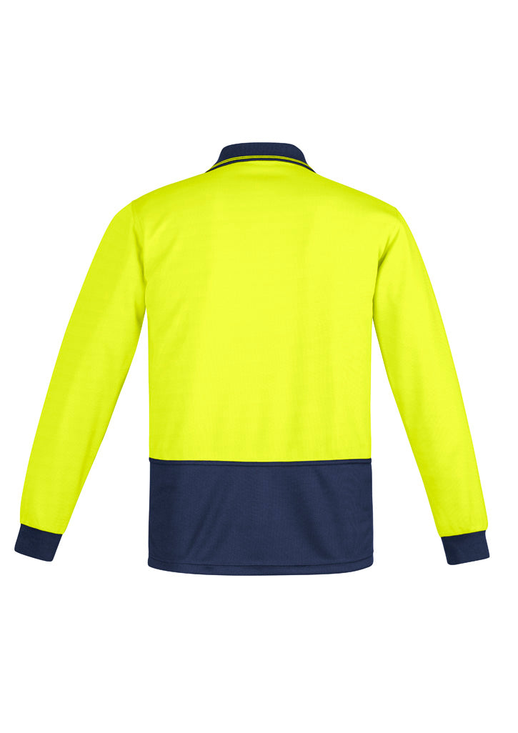 Syzmik Men's Hi Vis Comfort Back Long Sleeve Polo - Yellow/Navy