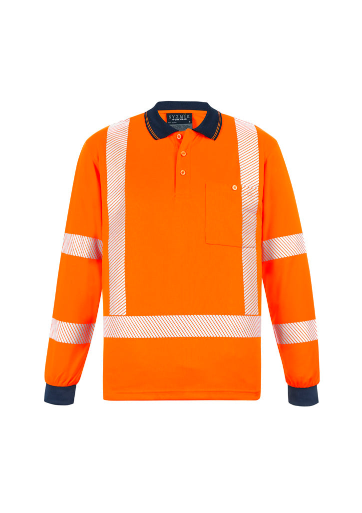 Syzmik Unisex Hi Vis X Back NSW Rail Long Sleeve Polo - Orange