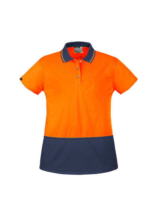 Syzmik Women's Hi Vis Basic Short Sleeve Polo - Orange/Navy