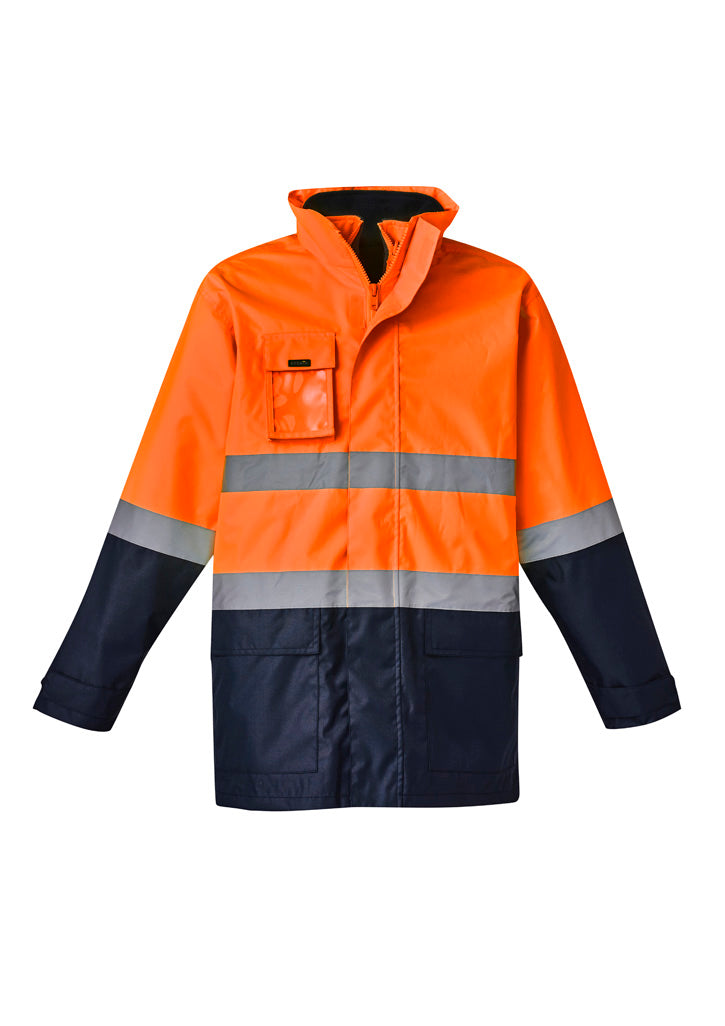 Syzmik Men's Hi Vis Basic 4 In 1 Waterproof Jacket - Orange/Navy