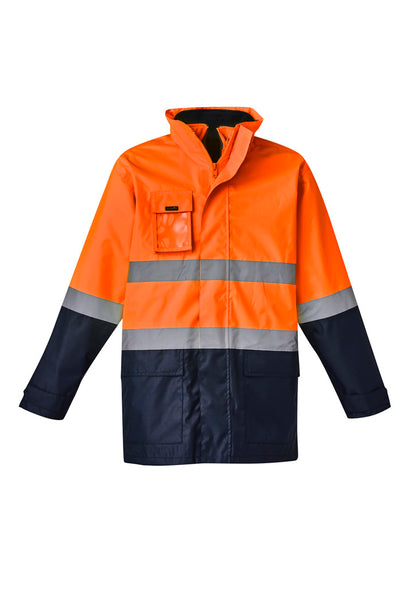 Syzmik Men's Hi Vis Basic 4 In 1 Waterproof Jacket - Orange/Navy