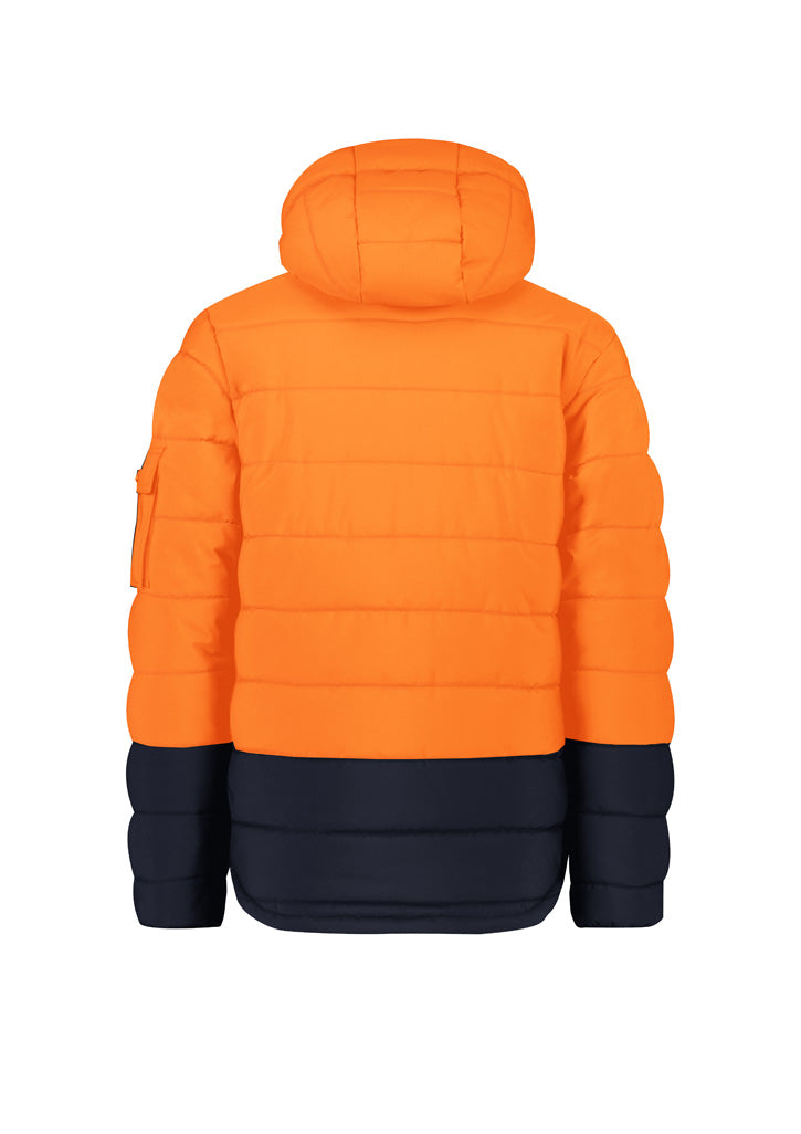 Syzmik Unisex Streetworx Hooded Puffer Jacket - Orange/Navy