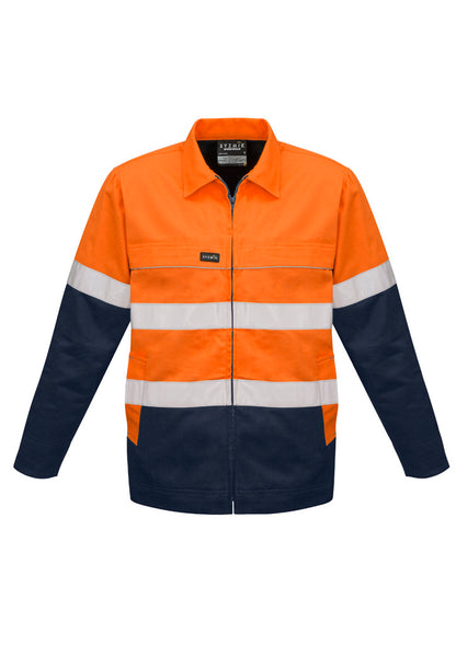 Syzmik Men's Hi Vis Cotton Drill Jacket - Orange/Navy