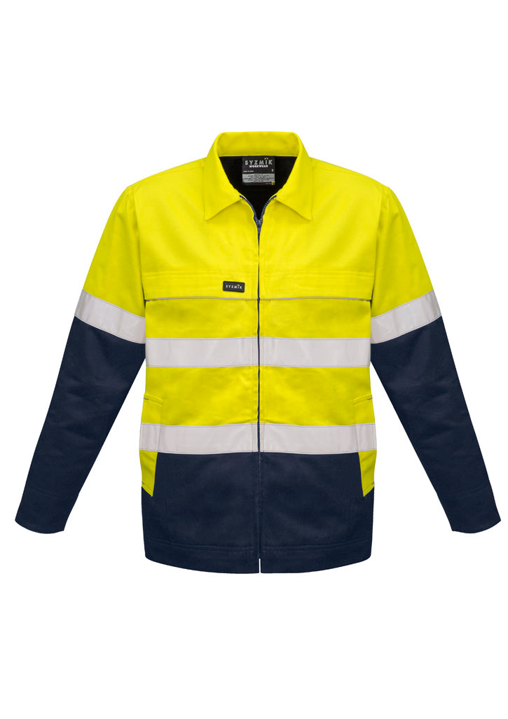 Syzmik Men's Hi Vis Cotton Drill Jacket - Yellow/Navy