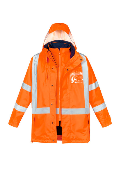 Syzmik Men's Hi Vis X Back 4 In 1 Waterproof Jacket - Orange/Navy