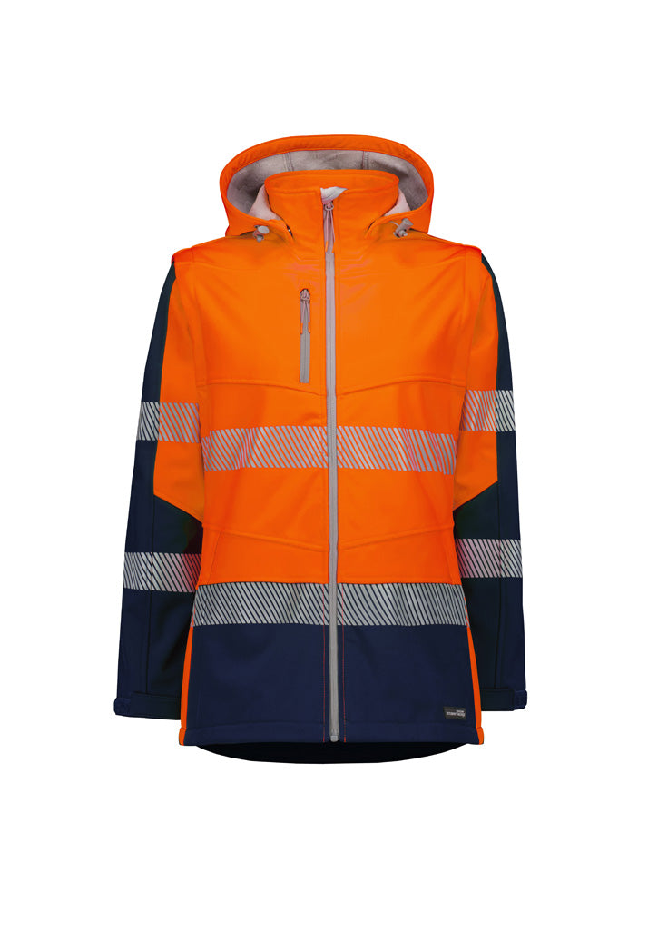 Syzmik Women's Streetworx 2 In 1 Stretch Softshell Jacket - Orange/Navy