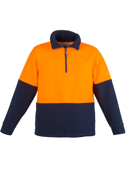 Syzmik Unisex Hi Vis 1/2 Zip Polar Fleece Pullover - Orange/Navy