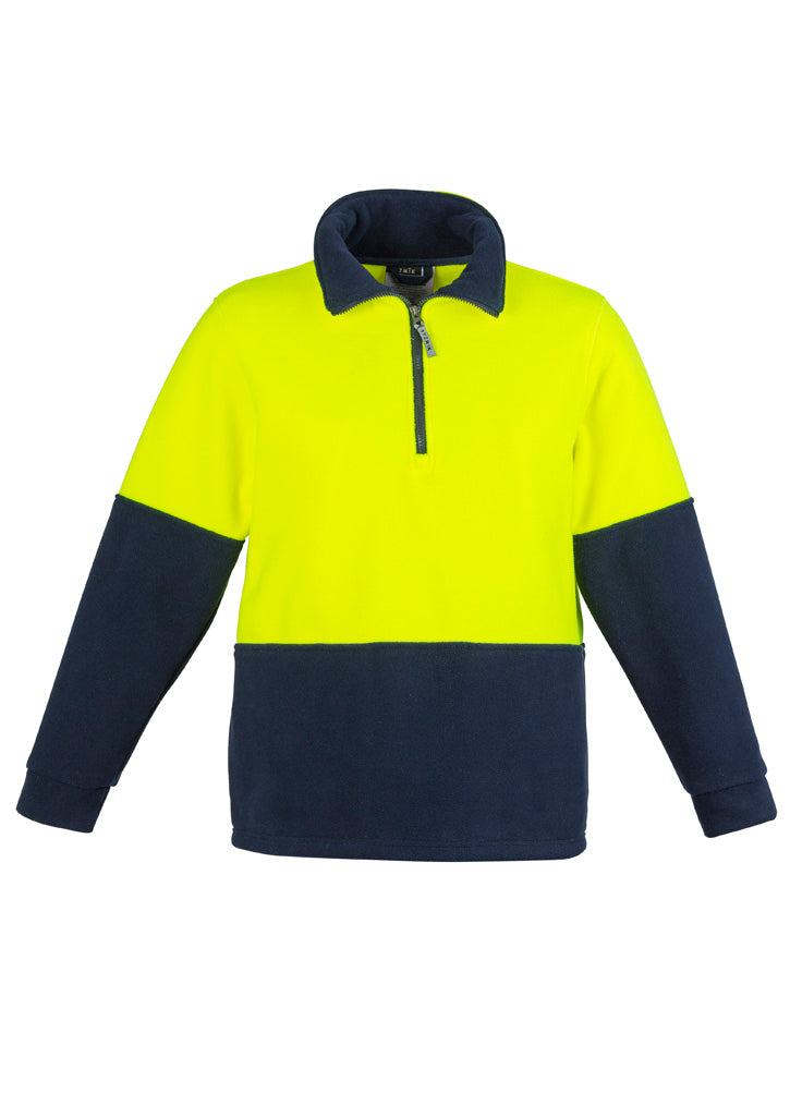 Syzmik Unisex Hi Vis 1/2 Zip Polar Fleece Pullover - Yellow/Navy