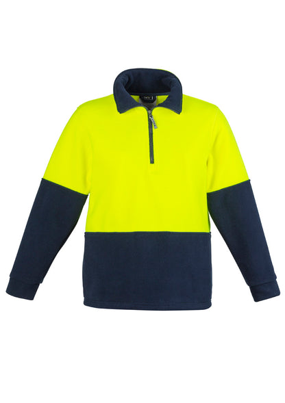 Syzmik Unisex Hi Vis 1/2 Zip Polar Fleece Pullover - Yellow/Navy