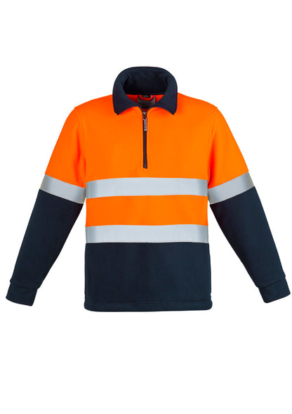 Syzmik Unisex Hi Vis Polar Fleece Pullover - Hoop Taped - Orange/Navy