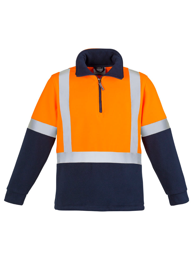 Syzmik Unisex Hi Vis Polar Fleece Pullover - Shoulder Taped - Orange/Navy