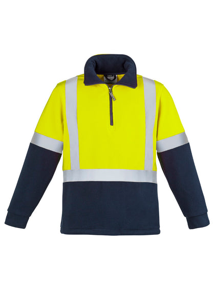 Syzmik Unisex Hi Vis Polar Fleece Pullover - Shoulder Taped - Yellow/Navy