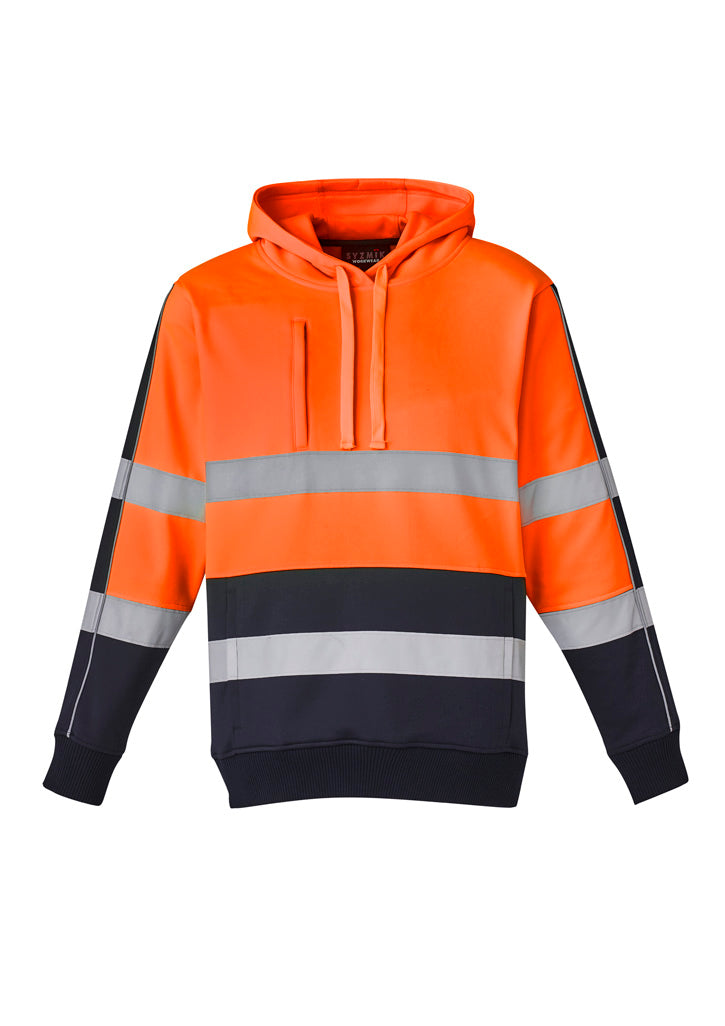 Syzmik Unisex Hi Vis Stretch Taped Hoodie - Orange/Navy
