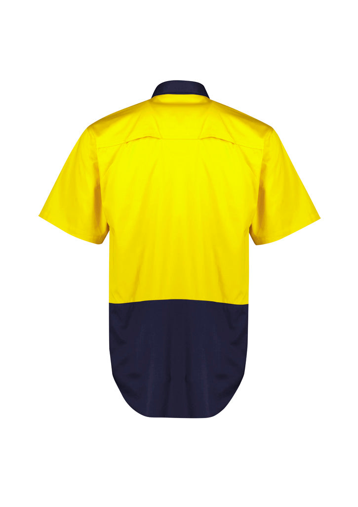 Syzmik Men's Hi Vis Short Sleeve Shirt - Yellow/Navy