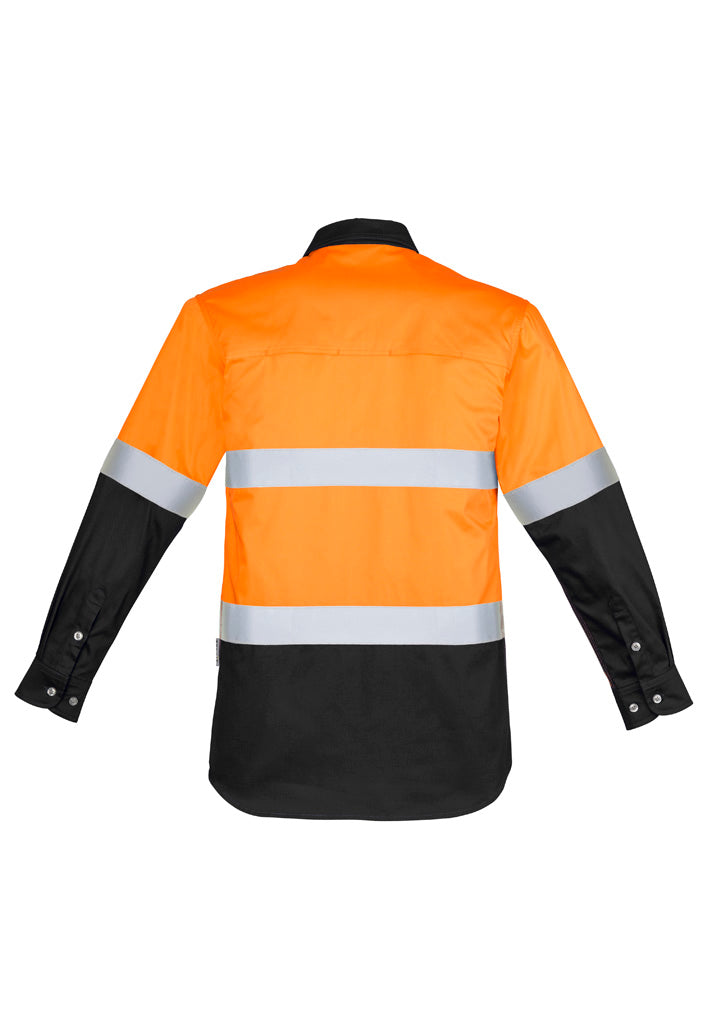 Syzmik Men's Industrial Long Sleeve Shirt - Hoop Taped - Orange/Black