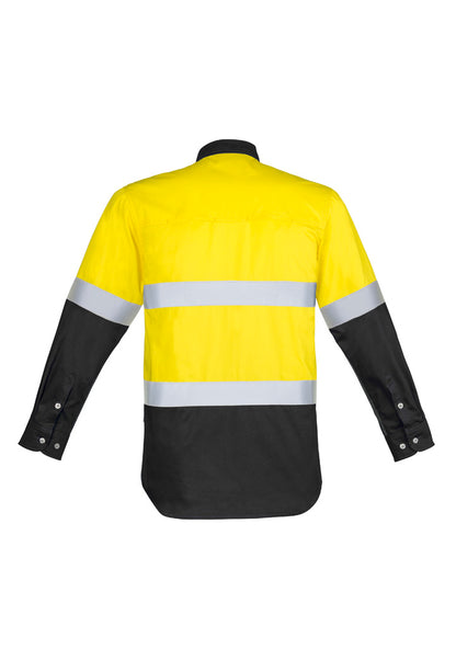 Syzmik Men's Industrial Long Sleeve Shirt - Hoop Taped - Yellow/Charcoal