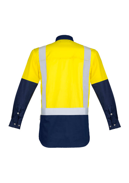 Syzmik Men's Industrial Long Sleeve Shirt - Shoulder Taped - Yellow/Navy