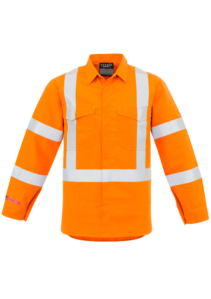 Syzmik Men's Red Flame Hi Vis X Back Shirt - Orange