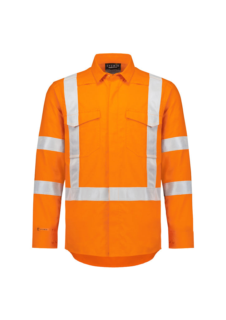 Syzmik Men's Orange Flame Lightweight Ripstop X Back Taped Shirt - Orange