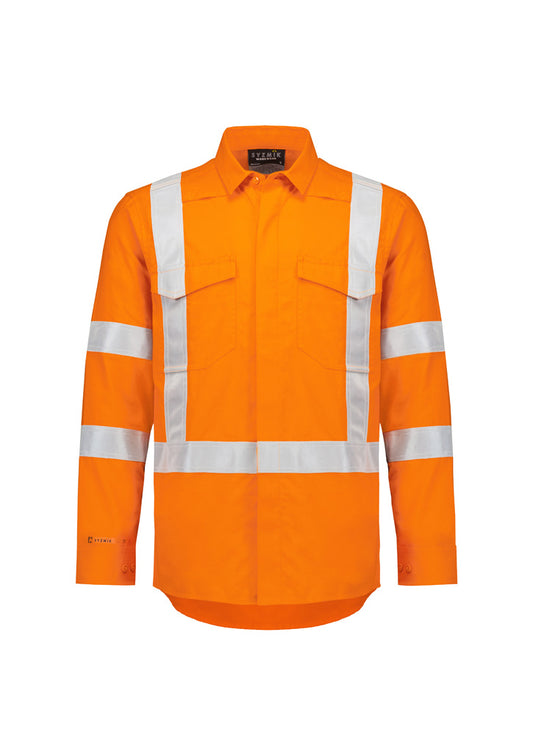 Syzmik Men's Orange Flame Lightweight Ripstop X Back Taped Shirt - Orange