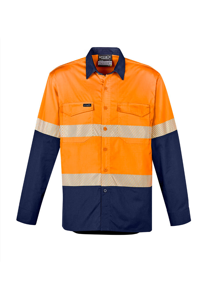 Men's Rugged Cooling Hi Vis Segmented Tape Long Sleeve Shirt product front
