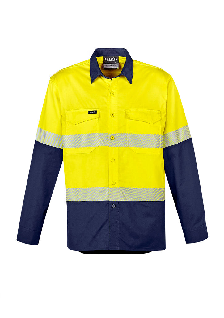 Men's Rugged Cooling Hi Vis Segmented Tape Long Sleeve Shirt product front