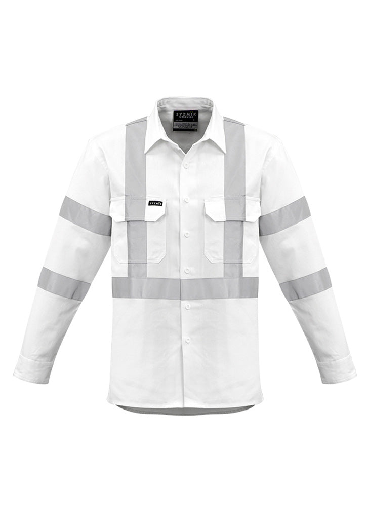 Syzmik Men's Bio Motion X Back Taped Long Sleeve Shirt - White