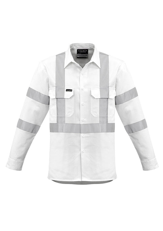 Syzmik Men's Bio Motion X Back Taped Long Sleeve Shirt - White