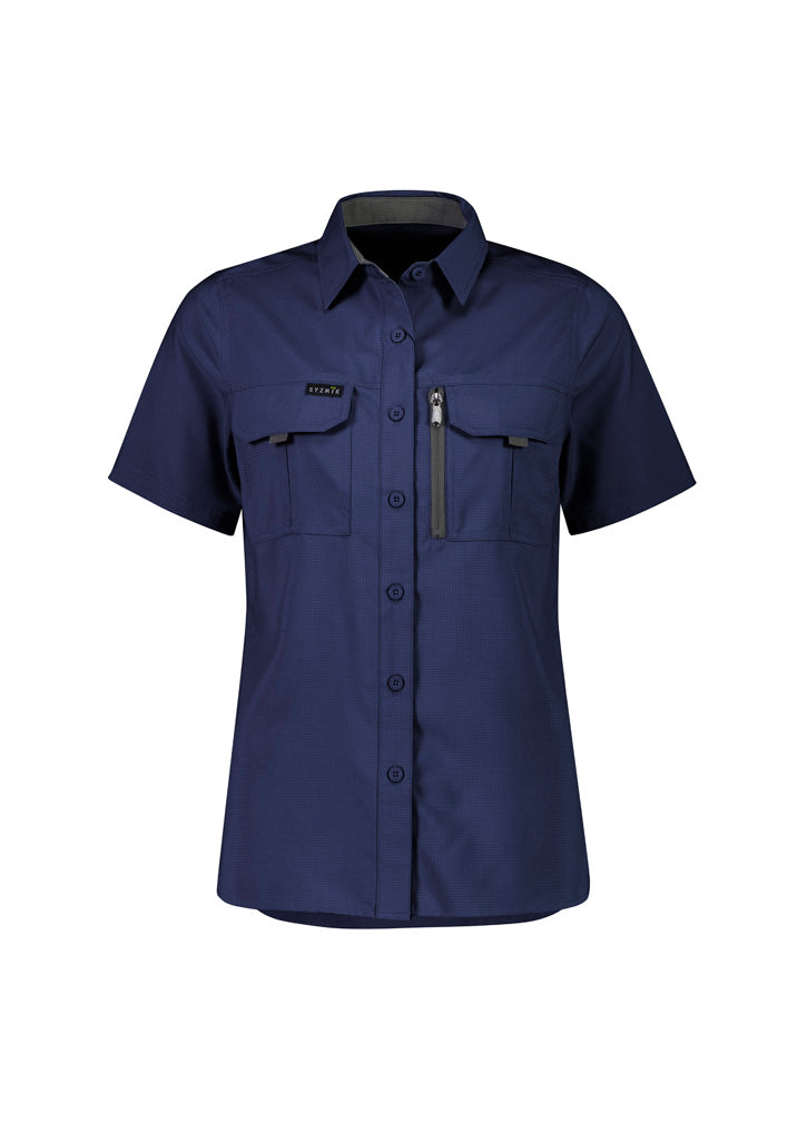 Syzmik Women's Outdoor Short Sleeve Shirt - Navy