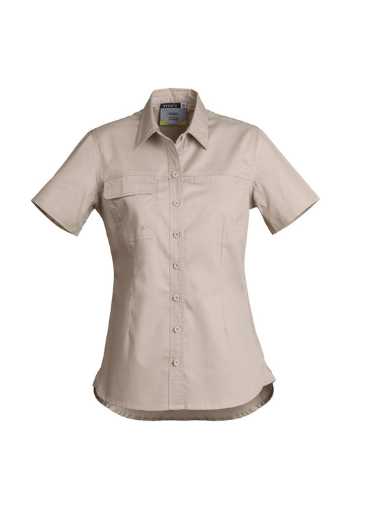 Syzmik Women's Lightweight Tradie Short Sleeve Shirt - Sand