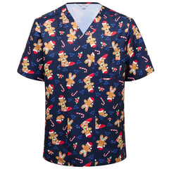 NNT CATRST Xmas Gingerbread Surfer Print Scrub Top