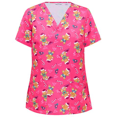 NNT CATUXV Xmas Gingerbread Surfer Print Scrub Top