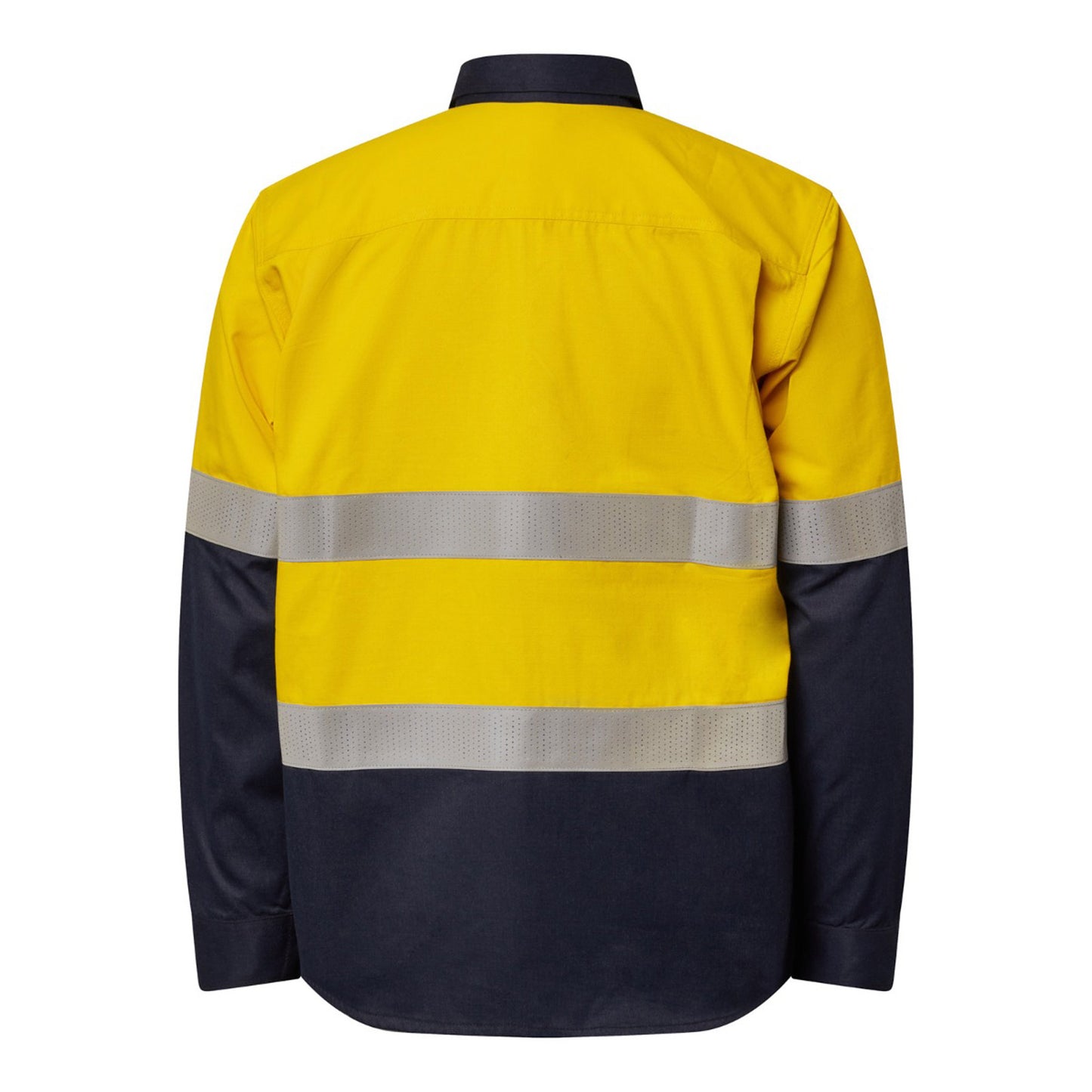 Flamebuster FSV014A Mens HRC2 Inherent Hi Vis Reflective Shirt With Gusset Sleeves in Yellow/Navy