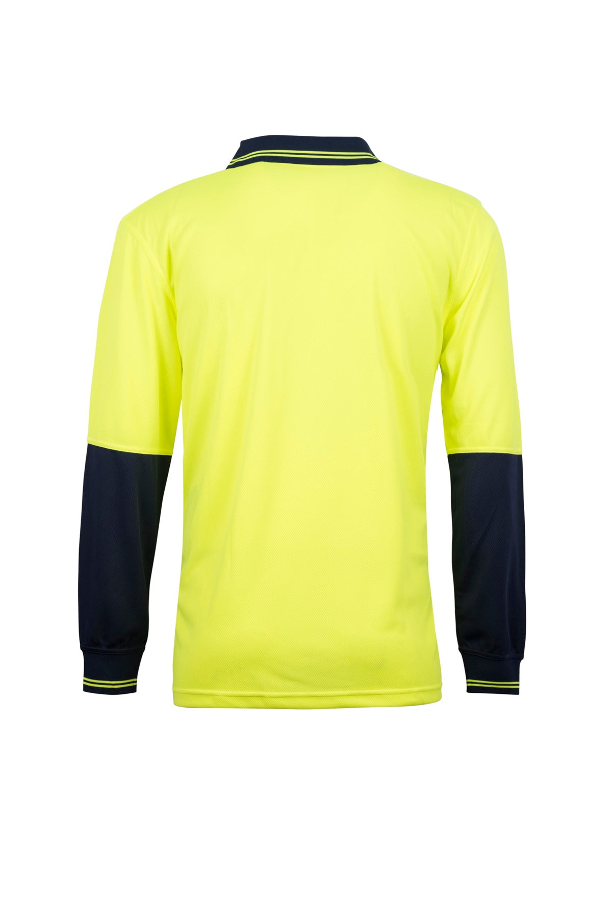 Workcraft WSP206 Hi Vis Long Sleeve Food Industry Micromesh Polo in Yellow/Navy