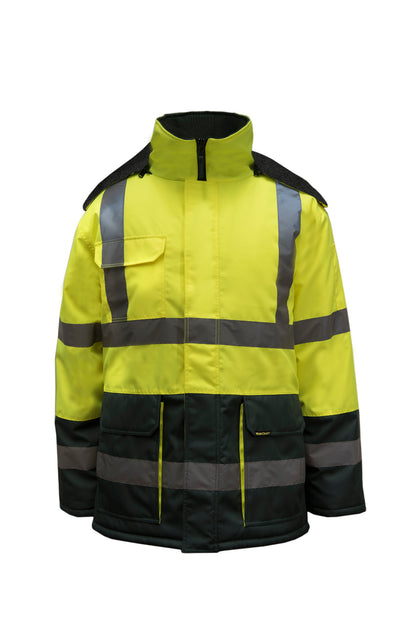 Workcraft WFJ001 Hi Vis Reflective Freezer Jacket in Green/Yellow