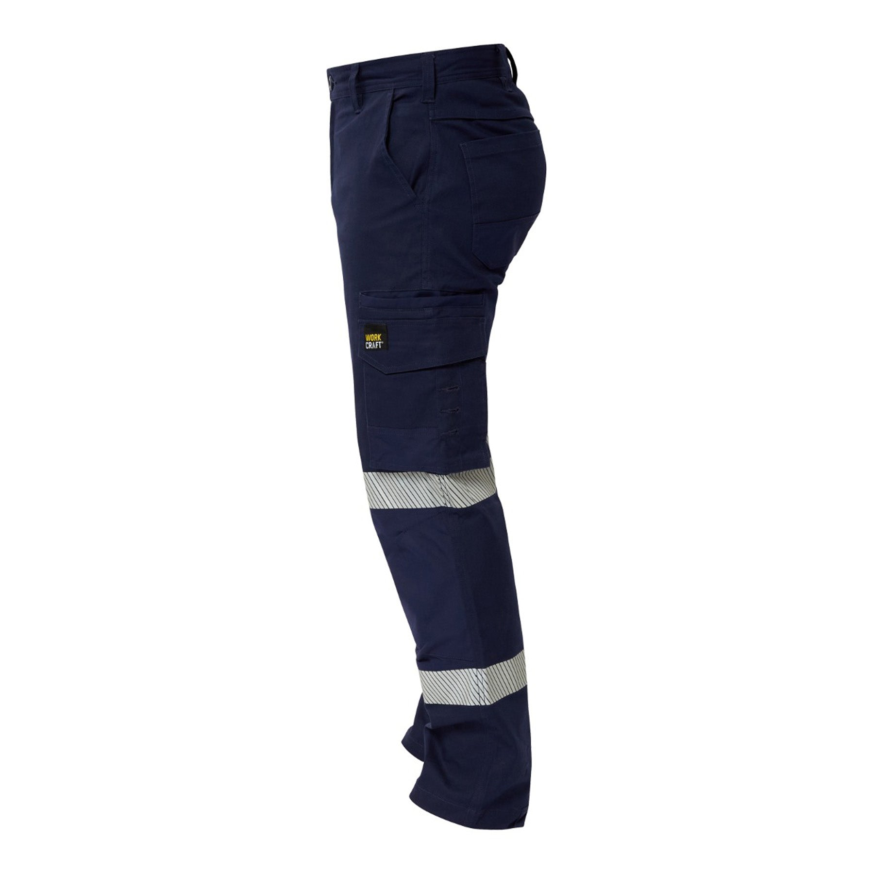 Workcraft WP4019 Mens Stretch Cargo Pants With Segmented Tape in Navy