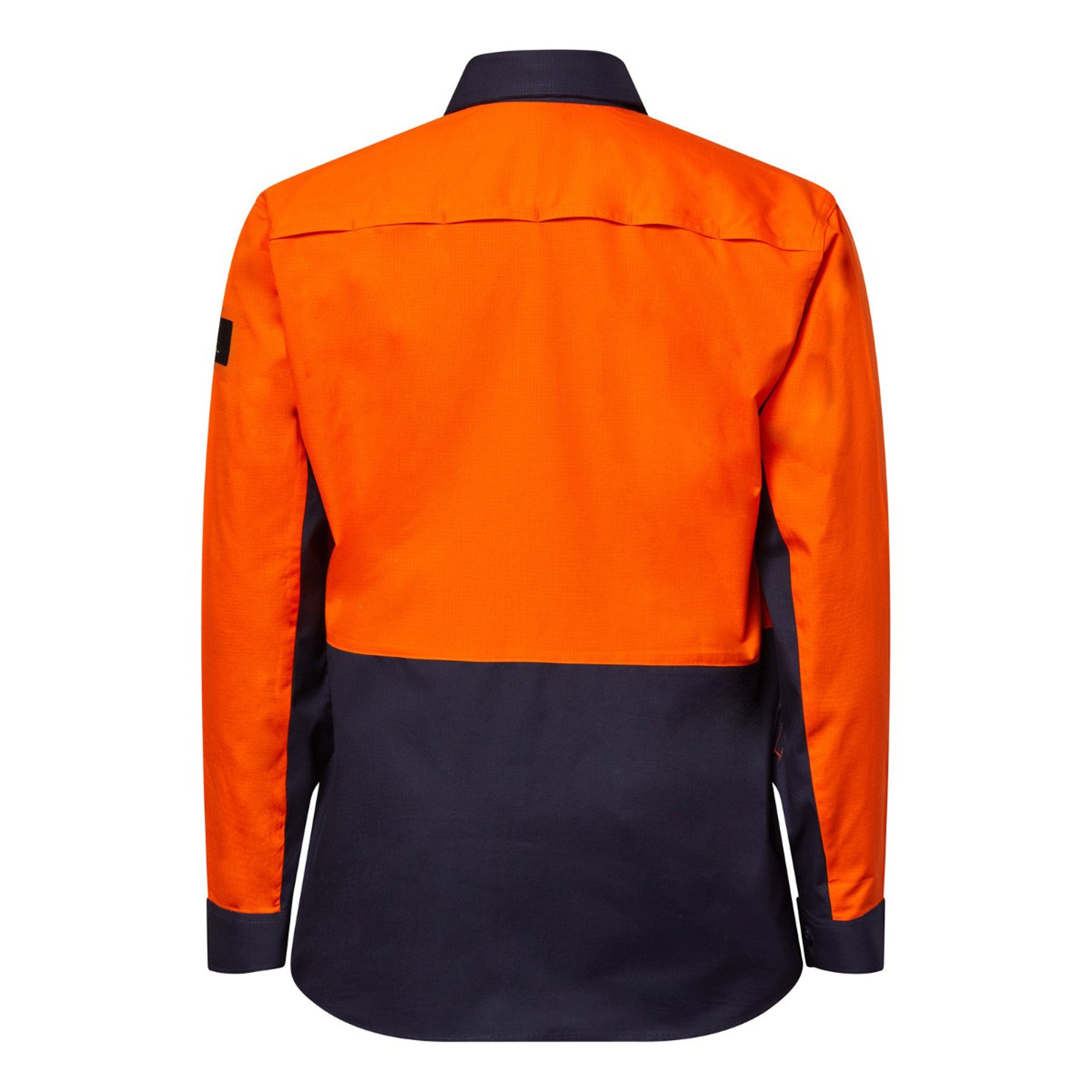 Workcraft WS6066 Mens Hi Vis Long Sleeve Vented Ripstop Shirt in Orange/Navy