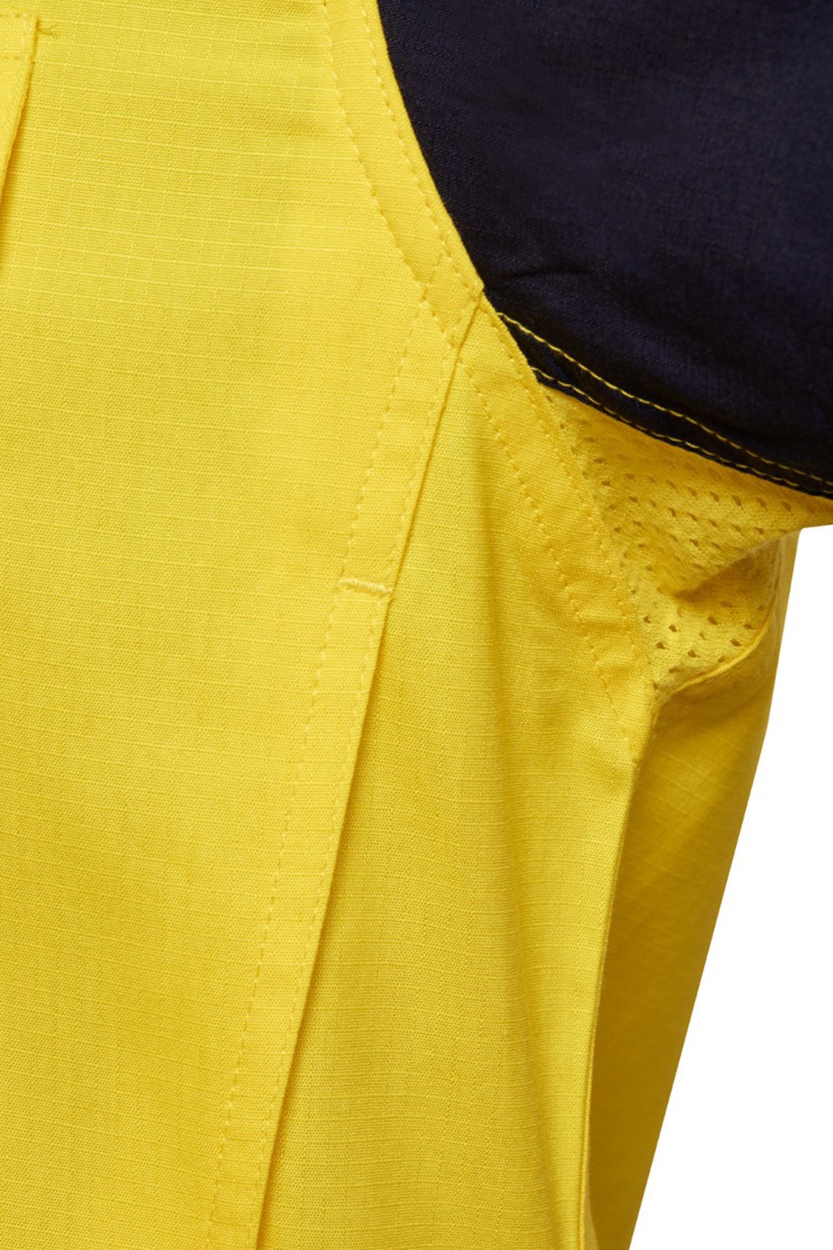 Workcraft WS6066 Mens Hi Vis Long Sleeve Vented Ripstop Shirt in Yellow/Navy
