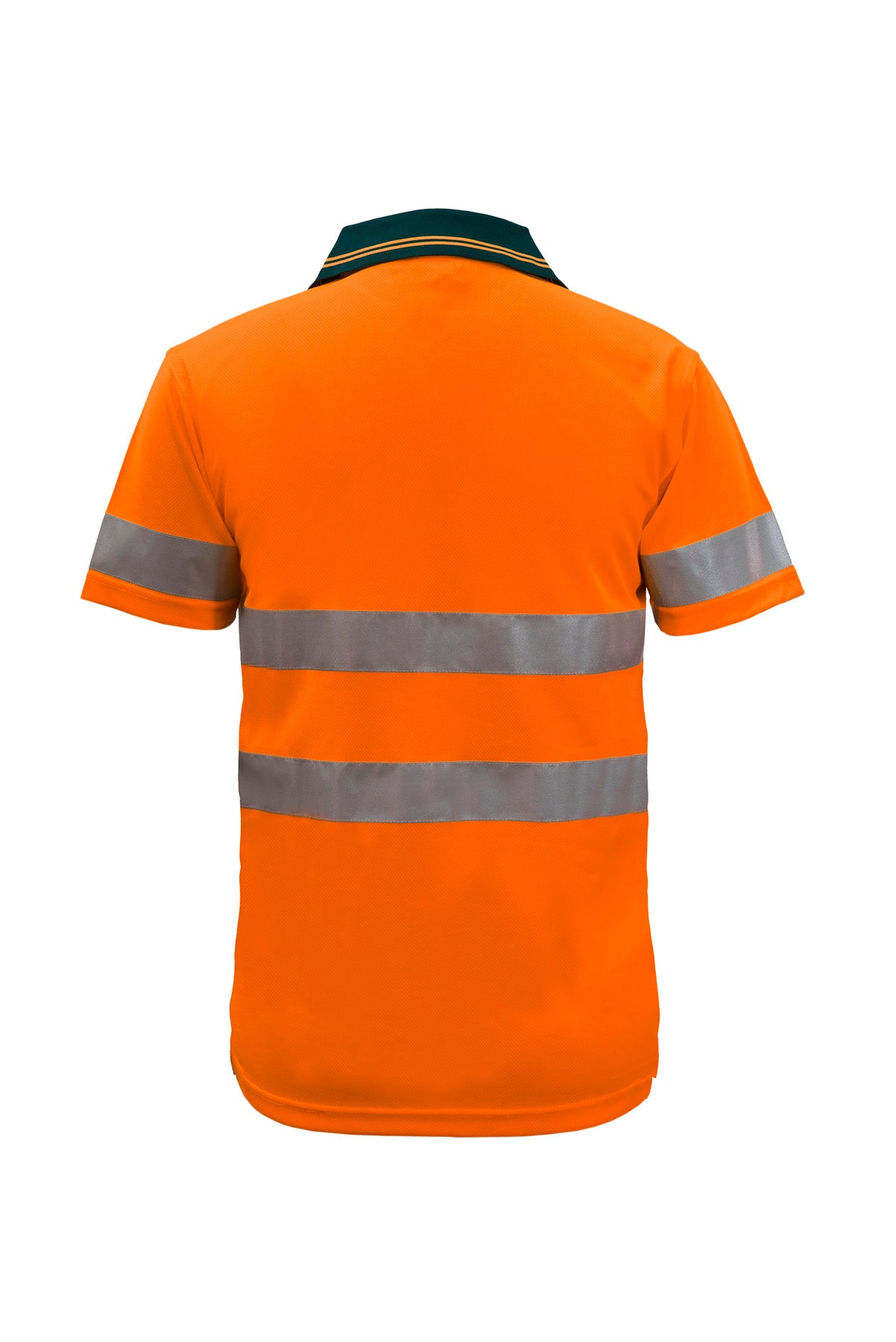 Workcraft WSP410 Hi Vis Short Sleeve Micromesh Reflective Polo With Pocket in Orange/Navy